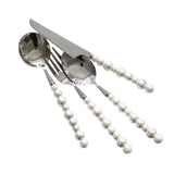 Maxbell 4 Piece Pearl Handle Cutlery Set Silver Collection Tea Spoon for Dinner