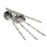 Maxbell 4 Piece Pearl Handle Cutlery Set Silver Collection Tea Spoon for Dinner