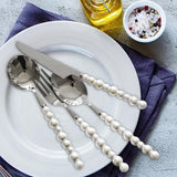 Maxbell 4 Piece Pearl Handle Cutlery Set Silver Collection Tea Spoon for Dinner