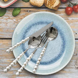 Maxbell 4 Piece Pearl Handle Cutlery Set Silver Collection Tea Spoon for Dinner