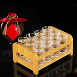 Maxbell Wooden Glass Holder Mug Organizer Serving Holder Cup Rack for Bar Hotel Events 12 Holes