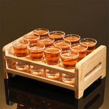 Maxbell Wooden Glass Holder Mug Organizer Serving Holder Cup Rack for Bar Hotel Events 12 Holes