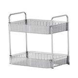 Maxbell Drain Rack 2 Tier Makeup Caddy Stainless Steel Pipe for Table Bedroom Office Clear