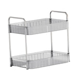 Maxbell Drain Rack 2 Tier Makeup Caddy Stainless Steel Pipe for Table Bedroom Office Clear