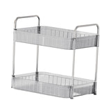 Maxbell Drain Rack 2 Tier Makeup Caddy Stainless Steel Pipe for Table Bedroom Office Clear