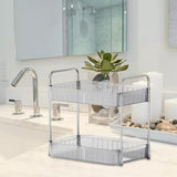 Maxbell Drain Rack 2 Tier Makeup Caddy Stainless Steel Pipe for Table Bedroom Office Clear