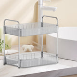 Maxbell Drain Rack 2 Tier Makeup Caddy Stainless Steel Pipe for Table Bedroom Office Clear