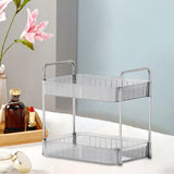 Maxbell Drain Rack 2 Tier Makeup Caddy Stainless Steel Pipe for Table Bedroom Office Clear