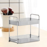 Maxbell Drain Rack 2 Tier Makeup Caddy Stainless Steel Pipe for Table Bedroom Office Clear