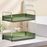 Maxbell Drain Rack 2 Tier Makeup Caddy Stainless Steel Pipe for Table Bedroom Office Green Drain rack