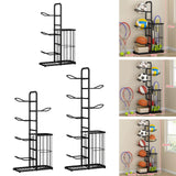 Maxbell Metal Ball Storage Holder Freestanding Basketball Storage Rack for Soccer S