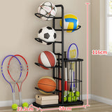 Maxbell Metal Ball Storage Holder Freestanding Basketball Storage Rack for Soccer M