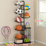 Maxbell Metal Ball Storage Holder Freestanding Basketball Storage Rack for Soccer L