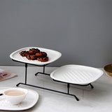 Maxbell Dessert Serving Tray Tabletop Dessert Plate Organizer for Holiday Buffet Number Eight Pattern