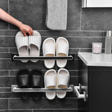 Maxbell Wall Mounting Towel Bar Accessories Multifunctional Single Layer for Cabinet Large black