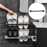 Maxbell Wall Mounting Towel Bar Accessories Multifunctional Single Layer for Cabinet Large black
