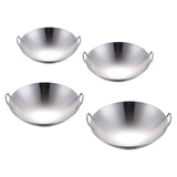 Maxbell Steel Saute Pan Double Handle Utensils Portable Thickened for Household BBQ 26cm
