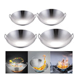 Maxbell Steel Saute Pan Double Handle Utensils Portable Thickened for Household BBQ 26cm