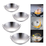 Maxbell Steel Saute Pan Double Handle Utensils Portable Thickened for Household BBQ 26cm