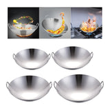 Maxbell Steel Saute Pan Double Handle Utensils Portable Thickened for Household BBQ 26cm