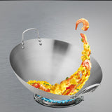Maxbell Steel Saute Pan Double Handle Utensils Portable Thickened for Household BBQ 26cm