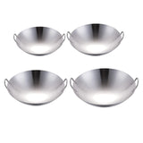 Maxbell Steel Saute Pan Double Handle Utensils Portable Thickened for Household BBQ 26cm