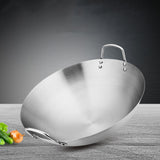 Maxbell Steel Saute Pan Double Handle Utensils Portable Thickened for Household BBQ 28cm