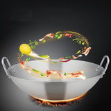 Maxbell Steel Saute Pan Double Handle Utensils Portable Thickened for Household BBQ 30cm