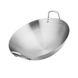 Maxbell Steel Saute Pan Double Handle Utensils Portable Thickened for Household BBQ 32cm