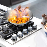 Maxbell Steel Saute Pan Double Handle Utensils Portable Thickened for Household BBQ 32cm