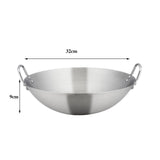 Maxbell Steel Saute Pan Double Handle Utensils Portable Thickened for Household BBQ 32cm