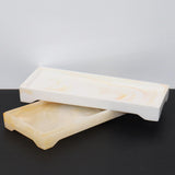 Maxbell Marble Bathroom Trays Jewelry Organizer Decorative for Dresser Candles White Yellow