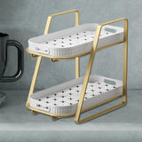 Maxbell Storage Rack 2 Tiers with Removable Drain Tray for Cups Seasoning Jar Mug Small