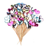 Maxbell Set of 50 Cake Toppers Birthday Party Decoration PU Leather for Baby Shower Heart Shape