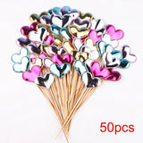 Maxbell Set of 50 Cake Toppers Birthday Party Decoration PU Leather for Baby Shower Heart Shape