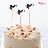 Maxbell Set of 50 Cake Toppers Birthday Party Decoration PU Leather for Baby Shower Heart Shape