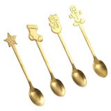 Maxbell 4 Pieces Lovely Christmas Spoons Set Reusable Mixing for Xmas New Year Sugar Aureate