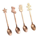 Maxbell 4 Pieces Lovely Christmas Spoons Set Reusable Mixing for Xmas New Year Sugar Rose Aureate