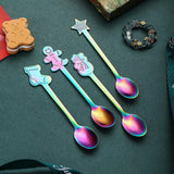 Maxbell 4 Pieces Lovely Christmas Spoons Set Reusable Mixing for Xmas New Year Sugar Colorful