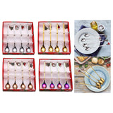 Maxbell 4x Christmas Coffee Spoon Reusable Coffee Stirring Spoon for Restaurant Xmas Argent
