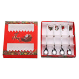 Maxbell 4x Christmas Coffee Spoon Reusable Coffee Stirring Spoon for Restaurant Xmas Argent