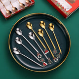 Maxbell 4x Christmas Coffee Spoon Reusable Coffee Stirring Spoon for Restaurant Xmas Argent