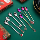 Maxbell 4x Christmas Coffee Spoon Reusable Coffee Stirring Spoon for Restaurant Xmas Argent
