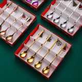 Maxbell 4x Christmas Coffee Spoon Reusable Coffee Stirring Spoon for Restaurant Xmas Argent