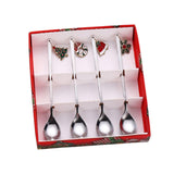 Maxbell 4x Christmas Coffee Spoon Reusable Coffee Stirring Spoon for Restaurant Xmas Argent