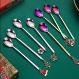 Maxbell 4x Christmas Coffee Spoon Reusable Coffee Stirring Spoon for Restaurant Xmas Argent