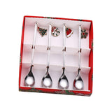Maxbell 4x Christmas Coffee Spoon Reusable Coffee Stirring Spoon for Restaurant Xmas Argent