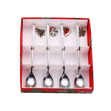 Maxbell 4x Christmas Coffee Spoon Reusable Coffee Stirring Spoon for Restaurant Xmas Argent