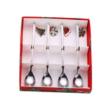 Maxbell 4x Christmas Coffee Spoon Reusable Coffee Stirring Spoon for Restaurant Xmas Argent