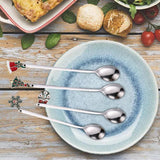 Maxbell 4x Christmas Coffee Spoon Reusable Coffee Stirring Spoon for Restaurant Xmas Argent